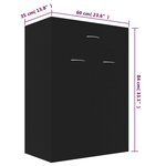 vidaXL Armoire à chaussures Noir 60x35x84 cm Bois d'ingénierie