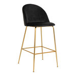 2 chaises de bar en velours noir avec pieds en laiton