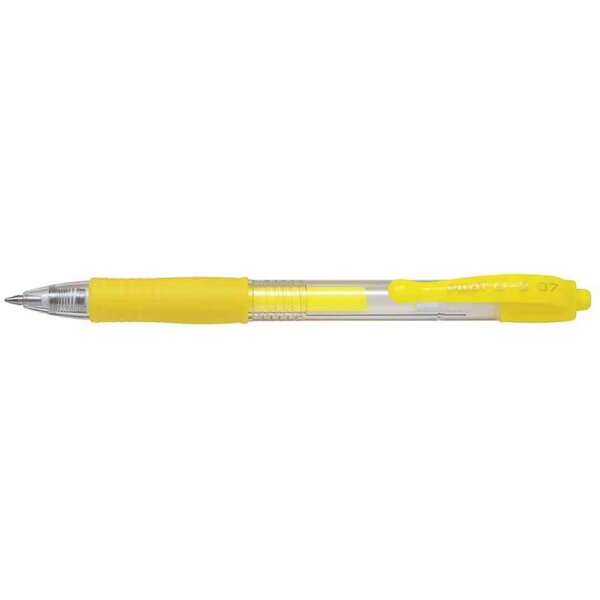 Stylo roller encre gel g2 07 néon pointe moyenne jaune néon pilot