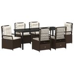 vidaXL Set de 7 pièces de salle à manger de jardin marron en rotin synthétique