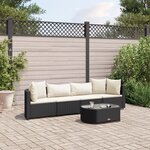 vidaXL Salon de jardin 5 Pièces avec coussins noir résine tressée