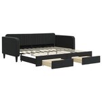 vidaXL Lit de jour avec gigogne et tiroirs sans matelas noir 100x200cm