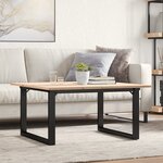 vidaXL Table basse cadre en O 80x80x45 cm bois de pin massif et fonte