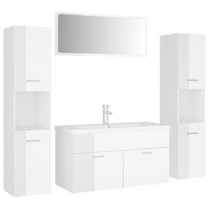 vidaXL Ensemble de meubles de salle de bain Blanc brillant Aggloméré