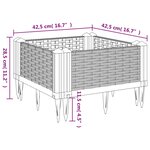 vidaXL Jardinière avec piquets gris 42 5x42 5x28 5 cm PP