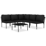 vidaXL Salon de jardin 6 Pièces avec coussins Noir PVC