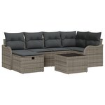 Ensemble de Canapés de Jardin vidaXL 7 Pièces avec Coussin Gris Rattan Poly