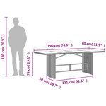 vidaXL Table de jardin dessus en verre gris clair 190x80x74 cm