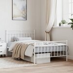 vidaXL Cadre de lit métal avec tête de lit/pied de lit blanc 107x203cm
