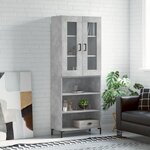 vidaXL Buffet haut Gris béton 69 5x34x180 cm Bois d'ingénierie