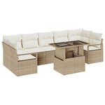 Ensemble de Canapé de Jardin 8 pièces avec Coussins Beige Poly Rotin