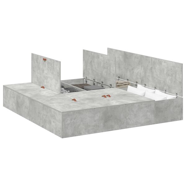 Cadre de lit de rangement vidaXL Gris béton 180x200 cm