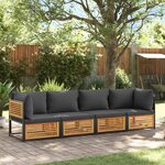vidaXL Salon de jardin avec coussins 4 Pièces bois d'acacia massif