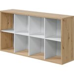 Bibliotheque étagere NOA - Blanc et chêne - 8 cases - 137 x 71 5 x 33 cm