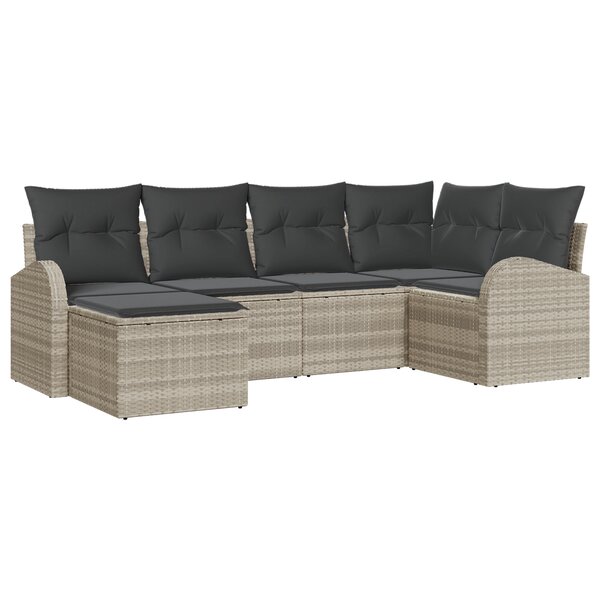 vidaXL Ensemble de 6 Canapés de Jardin avec Coussins en Rattan Poly Gris Clair