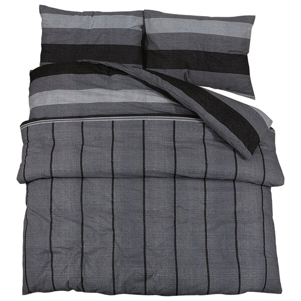 vidaXL Ensemble de housse de couette gris foncé 225x220 cm Coton