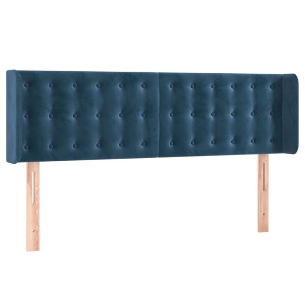 vidaXL Tête de lit avec oreilles Bleu foncé 147x16x78/88 cm Velours