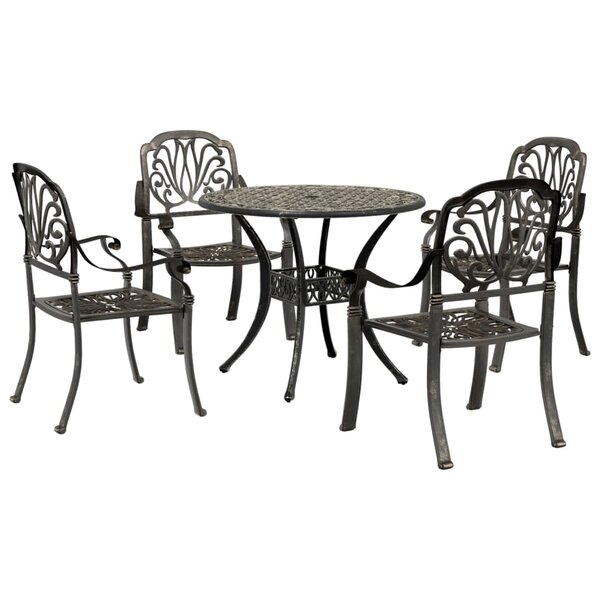 vidaXL Ensemble manger de jardin 5 Pièces bronze aluminium coulé