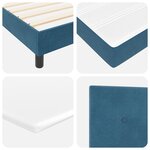Lit Box Spring vidaXL avec Matelas et LED Bleu Foncé 180x200 cm Velours