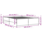 vidaXL Cadre de lit chêne fumé 160x200 cm bois d'ingénierie et métal