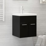 vidaXL Armoire d'évier avec lavabo intégré Noir Aggloméré