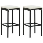 vidaXL Ensemble de bar de jardin 3 Pièces avec coussins noir poly rotin