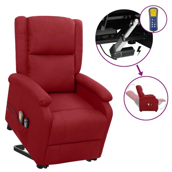 Vidaxl fauteuil releveur inclinable de massage bordeaux tissu