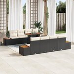 Ensemble de Canapé de Jardin 9 Pièces vidaXL avec Coussins en Poly Rattan Noir