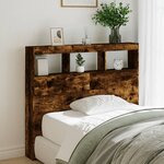 vidaXL Armoire tête de lit avec LED chêne fumé 120x17x102 cm