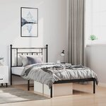 vidaXL Cadre de lit métal sans matelas avec tête de lit noir 100x190cm
