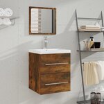 vidaXL Armoire de salle de bain avec miroir Chêne fumé 41x38 5x48 cm