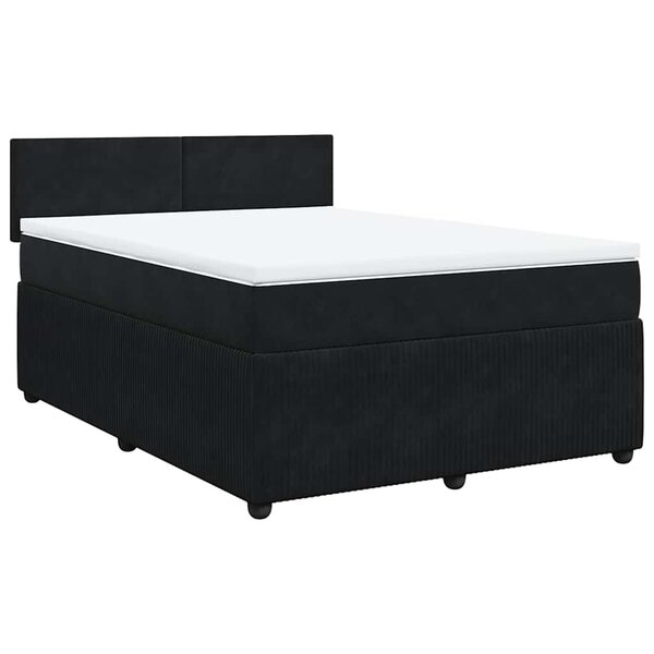 vidaXL Sommier à lattes de lit et matelas Noir 160x200 cm Velours