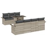 vidaXL Ensemble de Canapés de Jardin 8 Pièces avec Coussins Gris Clair Poly Rotin