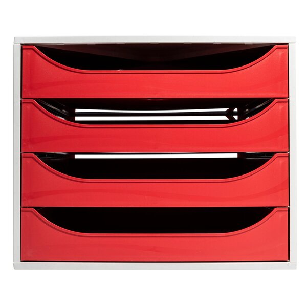Module De Classement Ecobox Office 4 Tiroirs - Rouge - Exacompta