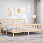 vidaXL Cadre de lit avec tête de lit 200x200 cm bois massif