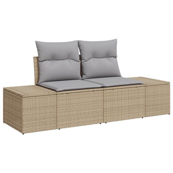 vidaXL Canapé de jardin 2 places avec coussins en poly rotin beige