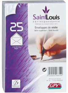 Paquet de 25 enveloppes de visite blanches c6 114x162 80 g/m² gommées gpv