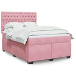 vidaXL Sommier à lattes de lit avec matelas Rose 140x200 cm Velours