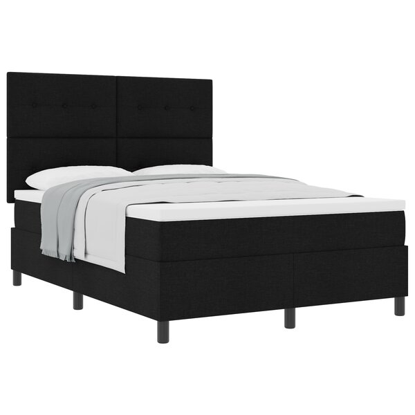 vidaXL Lit à sommier avec matelas noir 140x200 cm en tissu