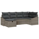 vidaXL Ensemble de Canapé de Jardin 6 Pièces avec Coussins Gris en Rattan Poly