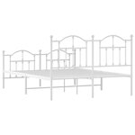 vidaXL Cadre de lit métal sans matelas et pied de lit blanc 135x190 cm