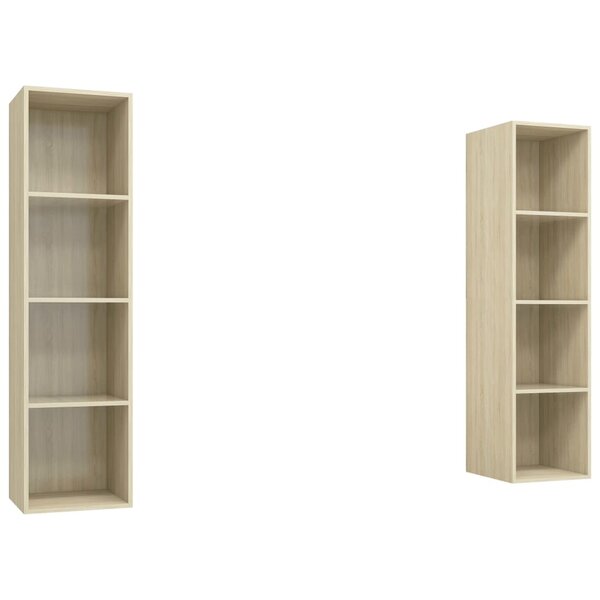 vidaXL Meubles TV muraux 2 Pièces Chêne sonoma Bois d'ingénierie
