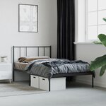 vidaXL Cadre de lit métal sans matelas avec tête de lit noir 80x200 cm