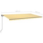 vidaXL Auvent manuel rétractable avec LED 6x3 m Jaune et blanc