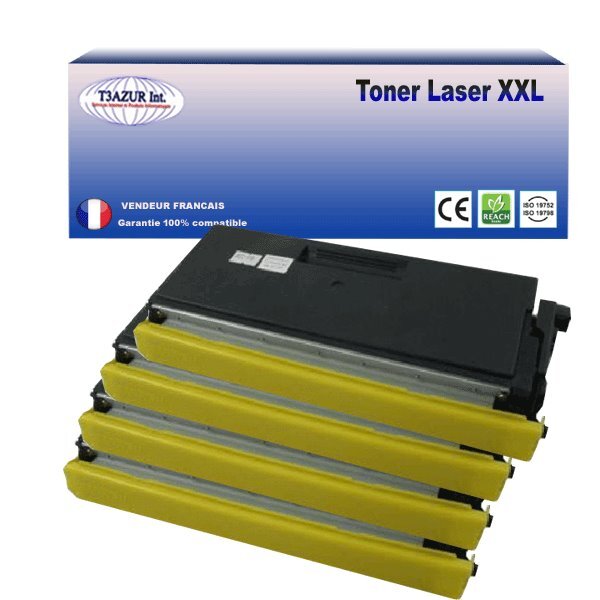 4 Toners compatibles avec Brother TN6600 pour Brother HL-5070N, HL-5130, HL-5140, HL-5150D, HL-5150DLT, HL-5170DN, HL-P2500 - 6 000 pages - T3AZUR