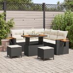 vidaXL Ensemble de canapé de jardin 8 pièces Noir Poly Rattan Acacia