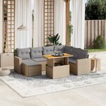 vidaXL Salon de jardin avec coussins 8 Pièces beige résine tressée