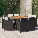 vidaXL Ensemble à manger de jardin coussins 9Pièces Résine tressée Noir