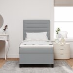 vidaXL Lit à ressort avec matelas & LED Gris clair 90x200 cm Tissu