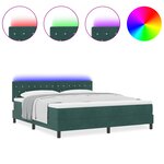 Lit à ressort vidaXL avec matelas et LED vert foncé 180x200 cm en velours